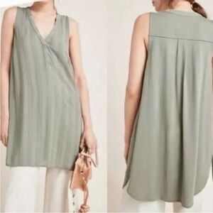Maeve Colonsay Moss Green Rayon Tunic Top-Size XS-Lagenlook, Minimalistic, Boho